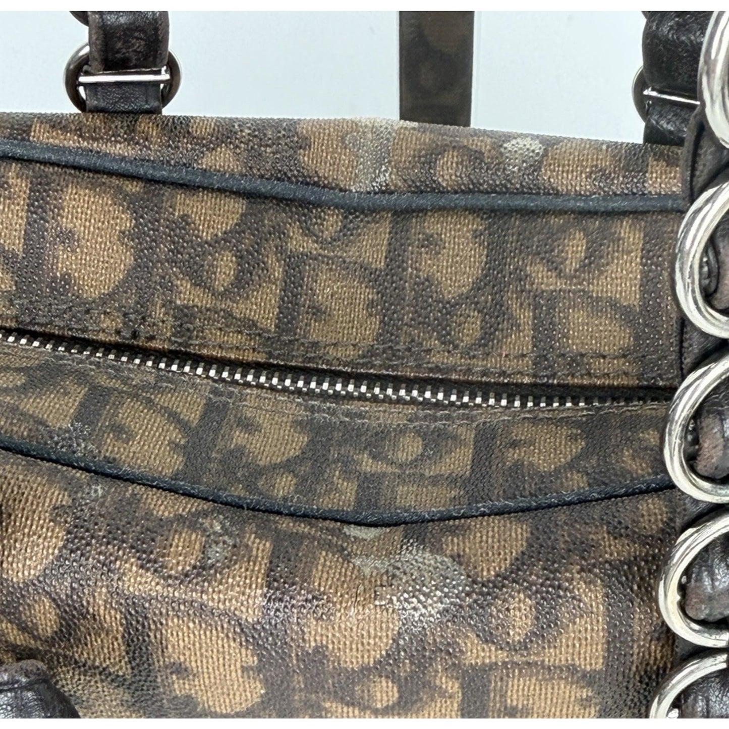 Christian Dior by John Galliano Romantique Trotter Bag in Brown Canvas 2006 S
