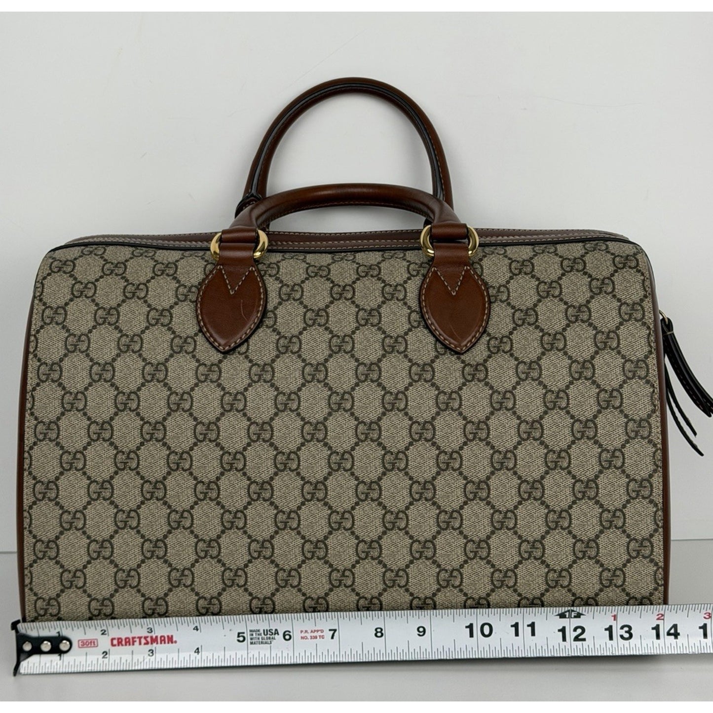 Gucci GG Supreme Canvas Boston Bag Medium Monogram Canvas and Leather Trim C1