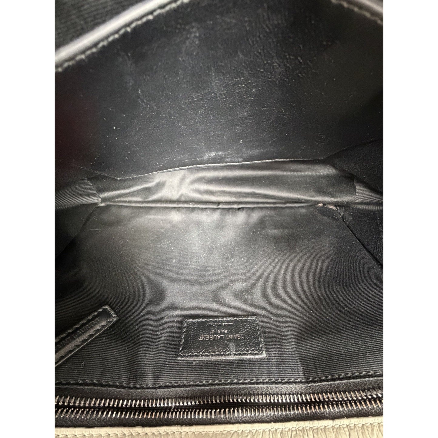 Saint Laurent Niki Medium Chain Satchel Crinkled Calfskin Matelassé Crema C-4