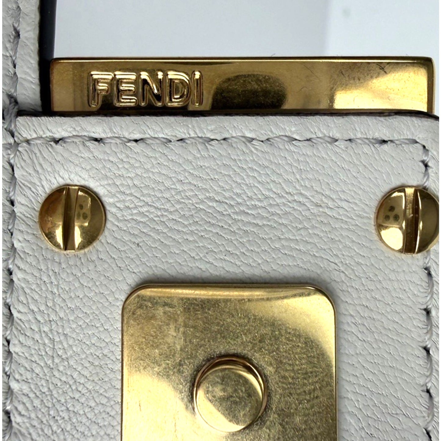 Fendi Baguette Mini Bag in White Calfskin Leather Gold Hardware D-7