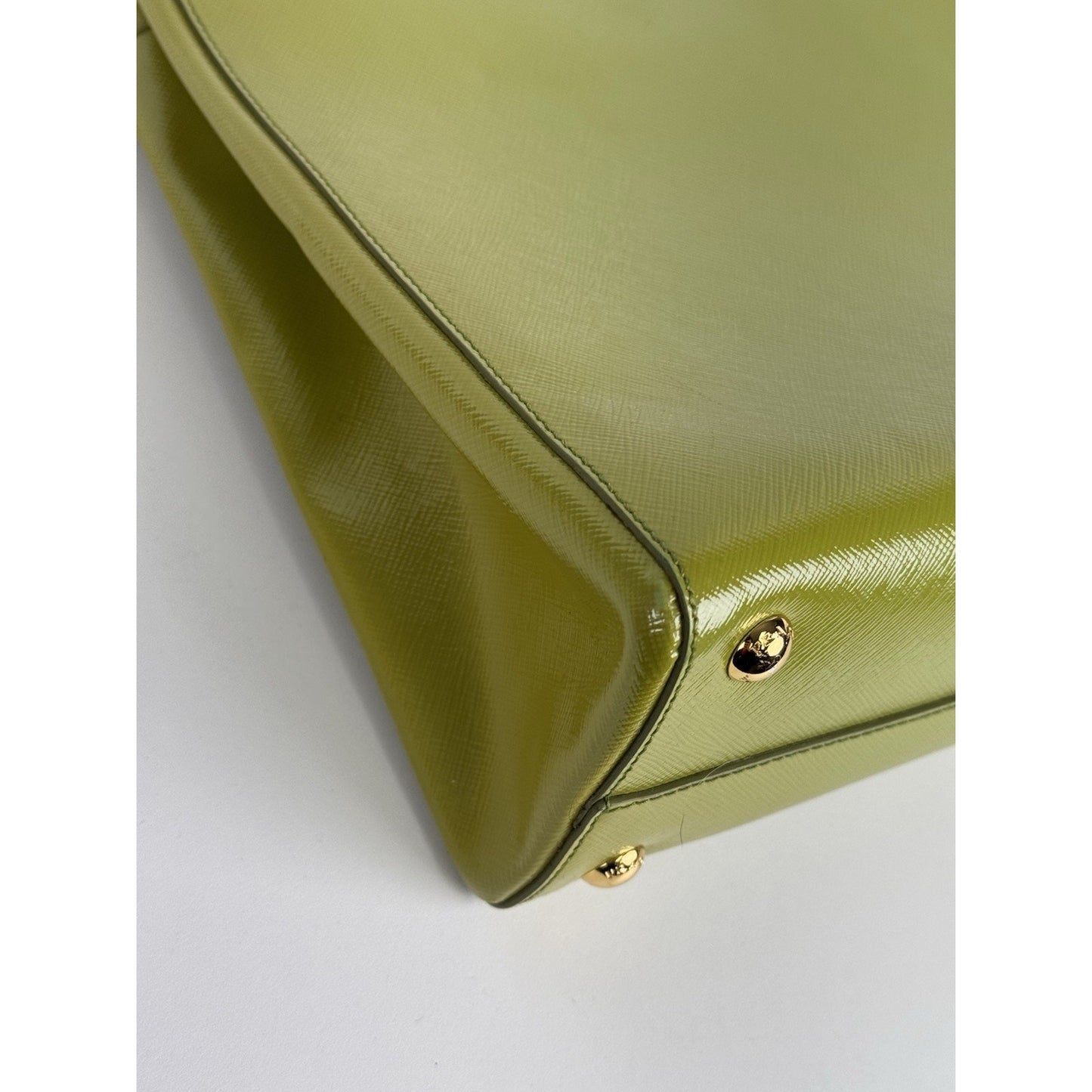 Prada Saffiano Leather Tote Bag Green with Gold Hardware D-1