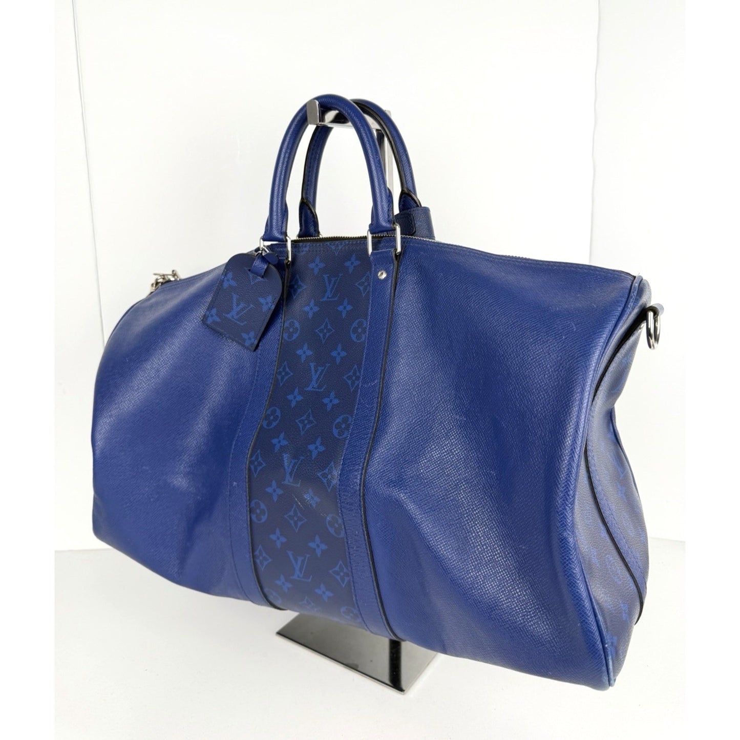 Louis Vuitton Pacific Keepall 50 Bag in Blue Taiga Leather & LV Monogram NFC S