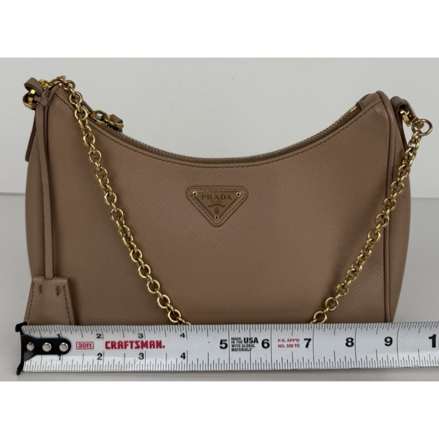 Prada Re-Edition 2005 Saffiano Leather Bag in Cameo Beige S07