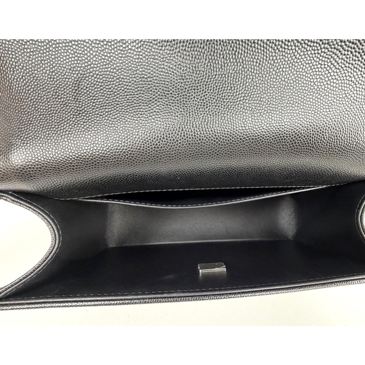 Chanel Boy Flap Bag Old Medium in Black Caviar Leather Gunmetal Hardware NFC C6
