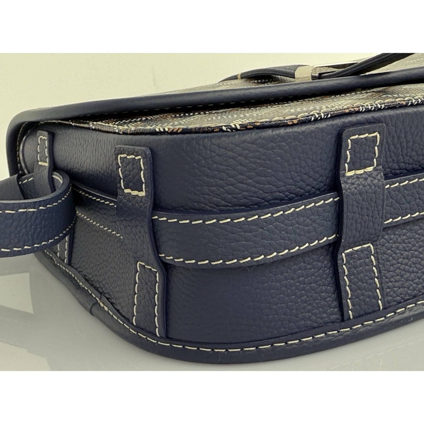 Goyard Belvedere Bag Blue Canvas Leather Crossbody