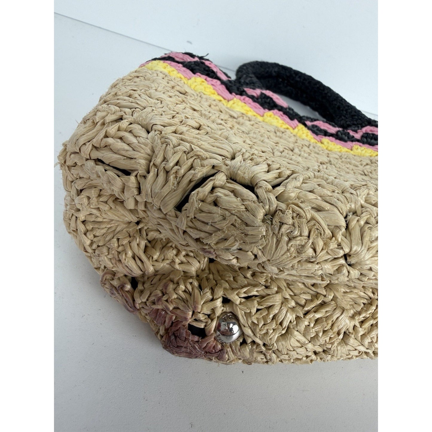 Prada Canapa Tote Bag in Multicolor Crochet Raffia S-12