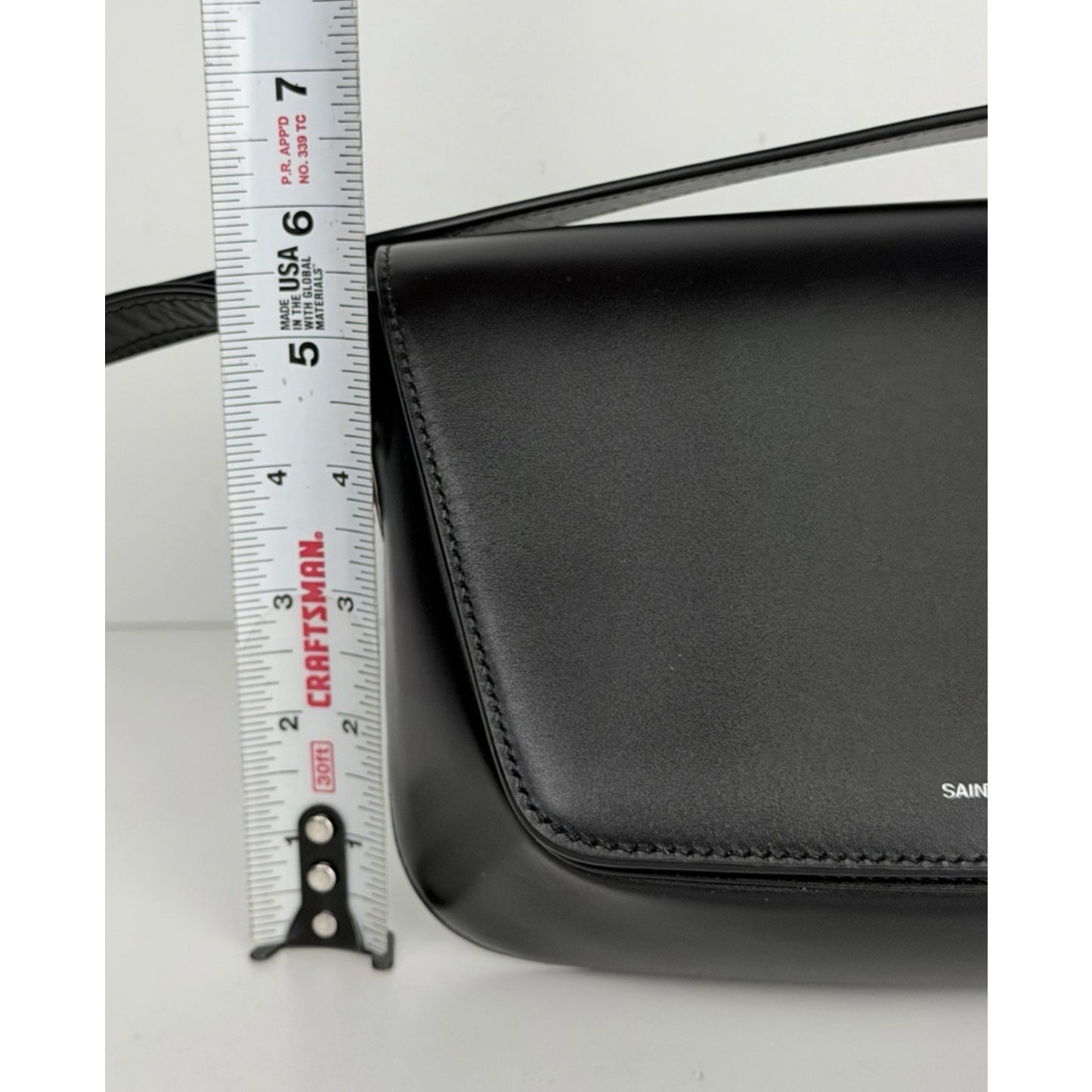 Saint Laurent Small Shoulder Bag in Black Calfskin Leather Foldover Flap Top S11