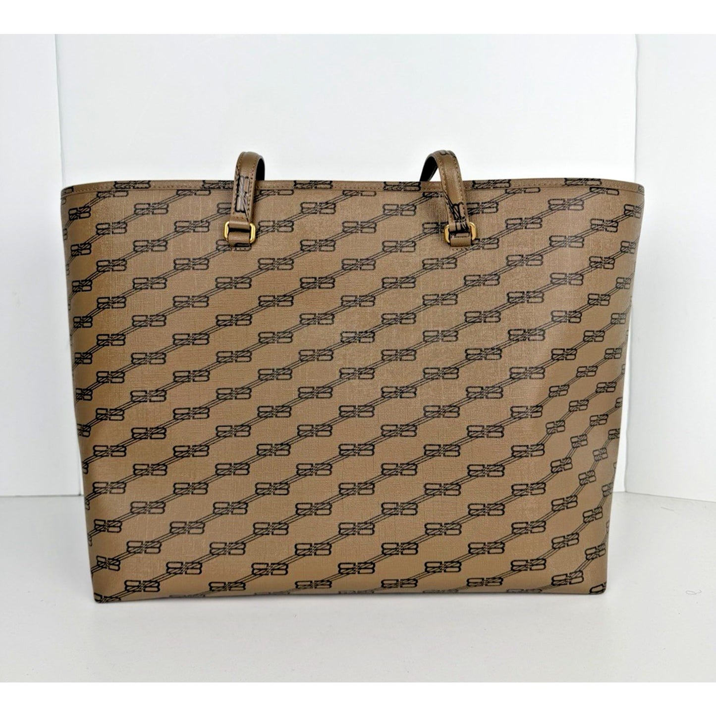 Balenciaga Signature BB Monogram East-West Shopper Tote Bag Large Brown Canvas S