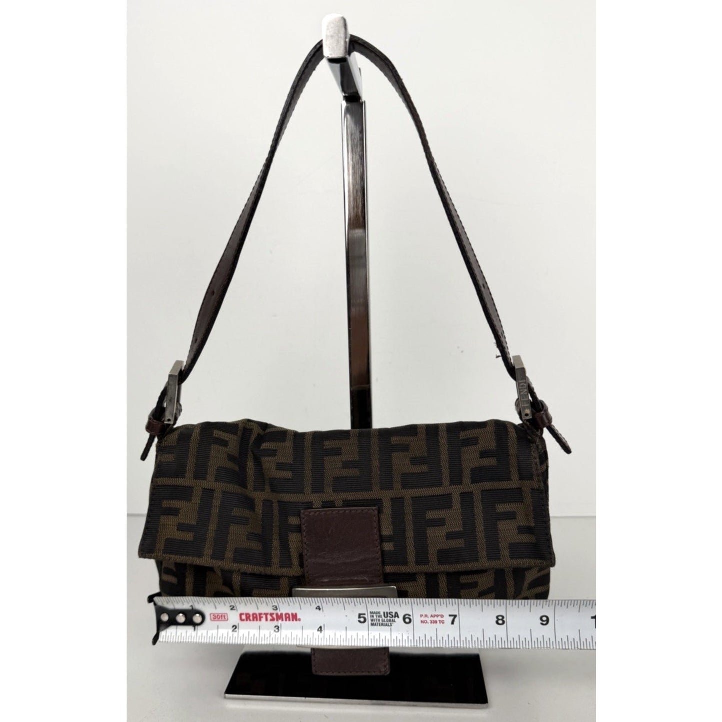 Fendi Zucca Mini Mamma Baguette Shoulder Bag in Brown FF Logo Canvas S