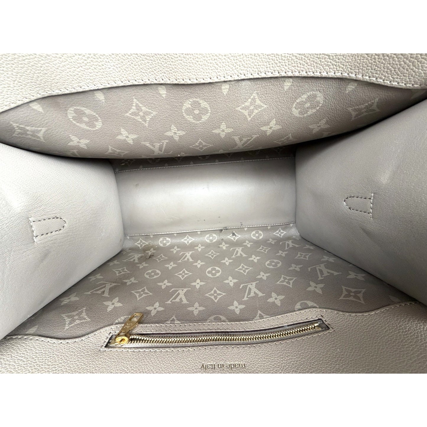 Louis Vuitton City Steamer MM Bag in Galet Gray Calfskin Leather NFC E-5
