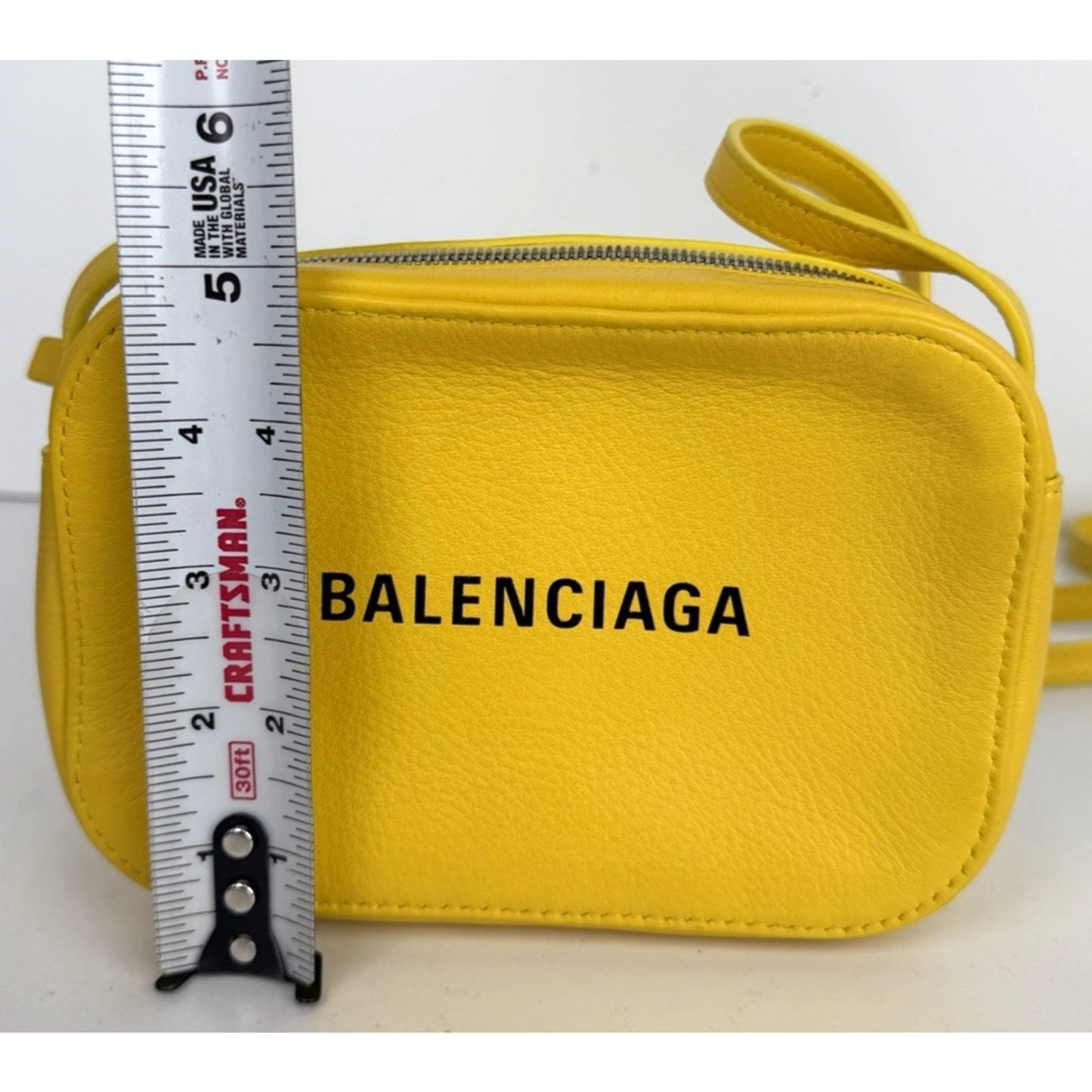 Balenciaga Everyday Camera Bag XS in Yellow Textured Calfskin Leather S15