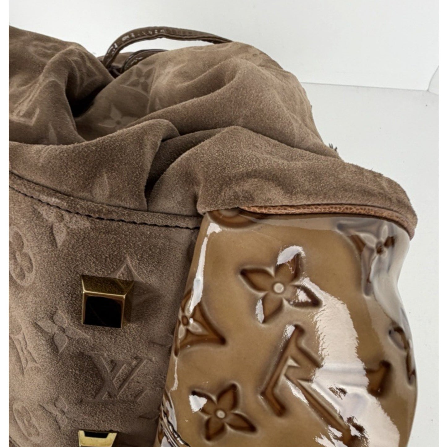 Louis Vuitton Irene Coco Bag in Brown Suede with Patent Leather Trim 2009 S09