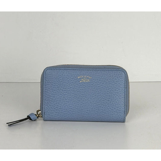 Gucci Continental Wallet Swing Compact Calfskin Leather in Light Blue K1