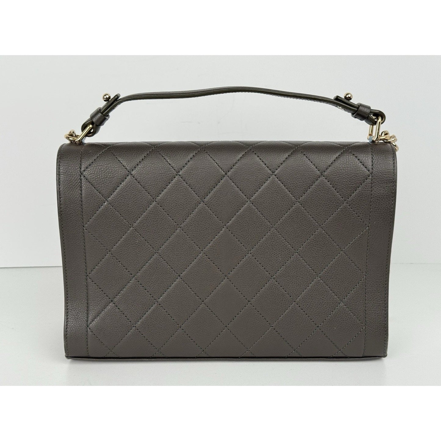 CHANEL CC Chain Shoulder Bag 2 Way Bag Calfskin Khaki Quilted Leather