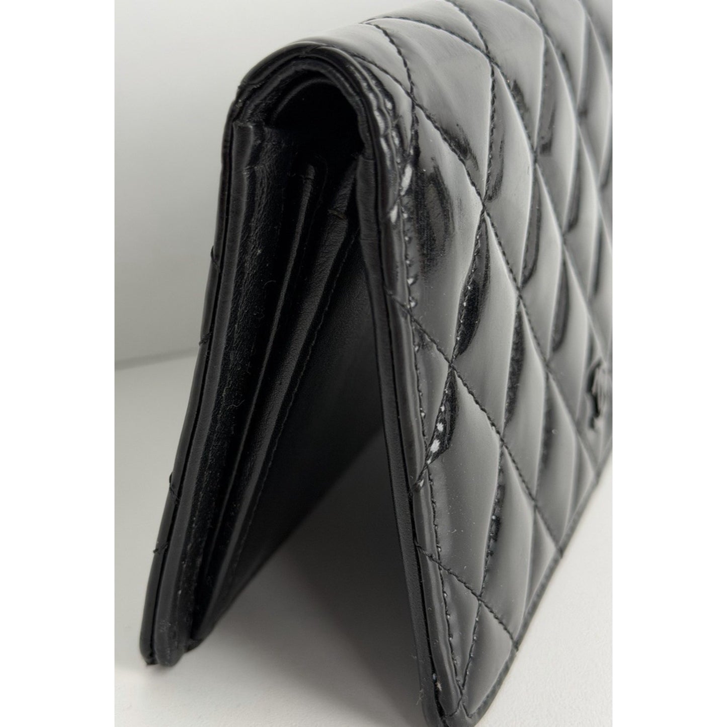 Chanel Brilliant Yen Wallet in Black Quilted Patent Leather & Sleek 2012 K2