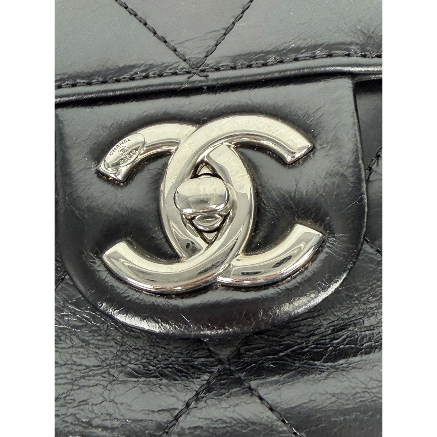 Chanel CC Delivery Tote Bag Large Black Quilted Glazed Leather 2015-2016 B6