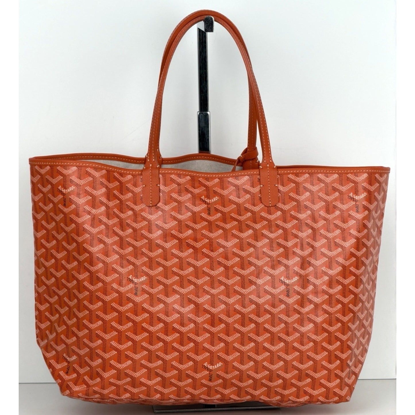 Goyard Saint Louis PM Tote Bag in Orange Goyardine Coated Canvas Leather Trim E5