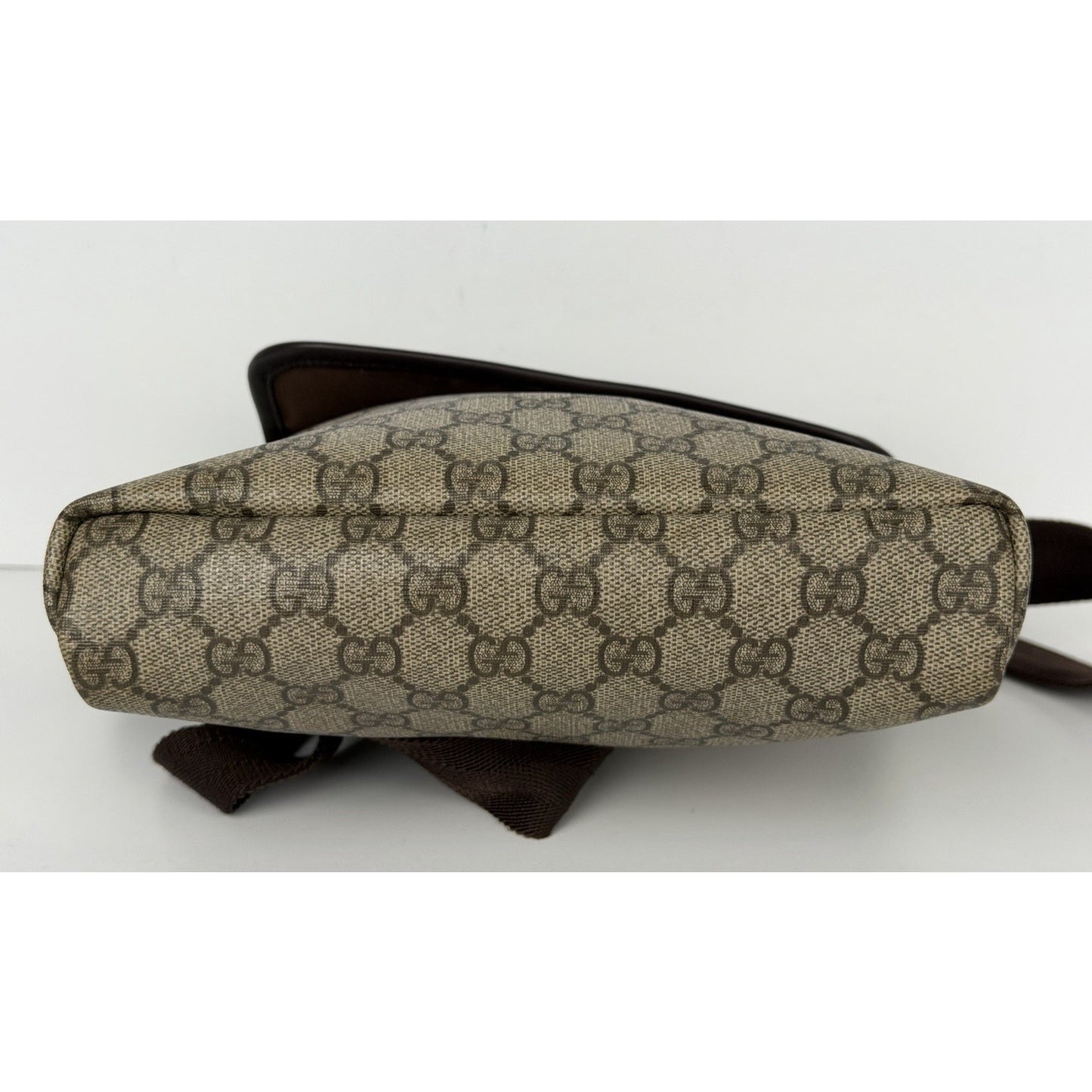 Gucci GG Plus Monogram Messenger Bag in Beige & Dark Brown Coated Canvas S11