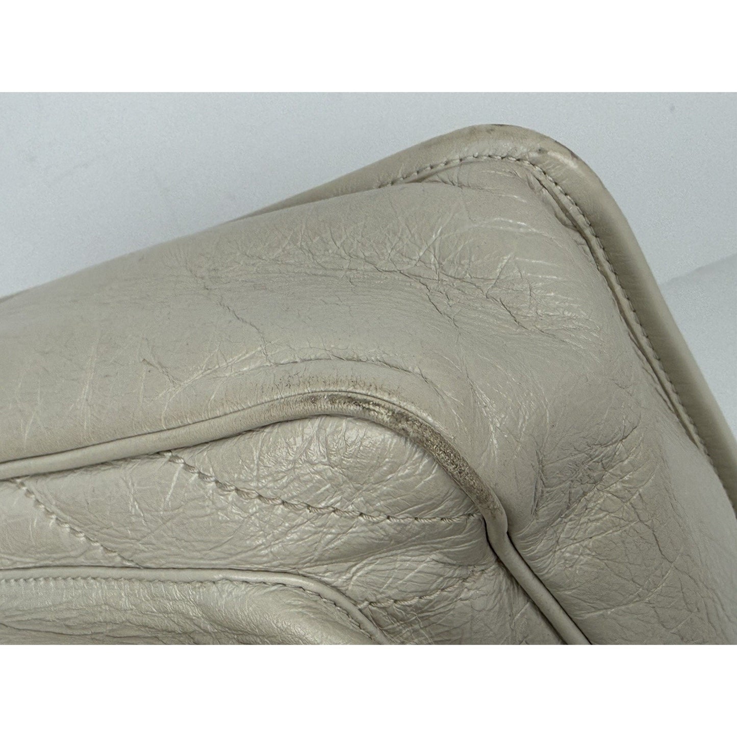 Saint Laurent Niki Medium Chain Satchel Crinkled Calfskin Matelassé Crema Soft