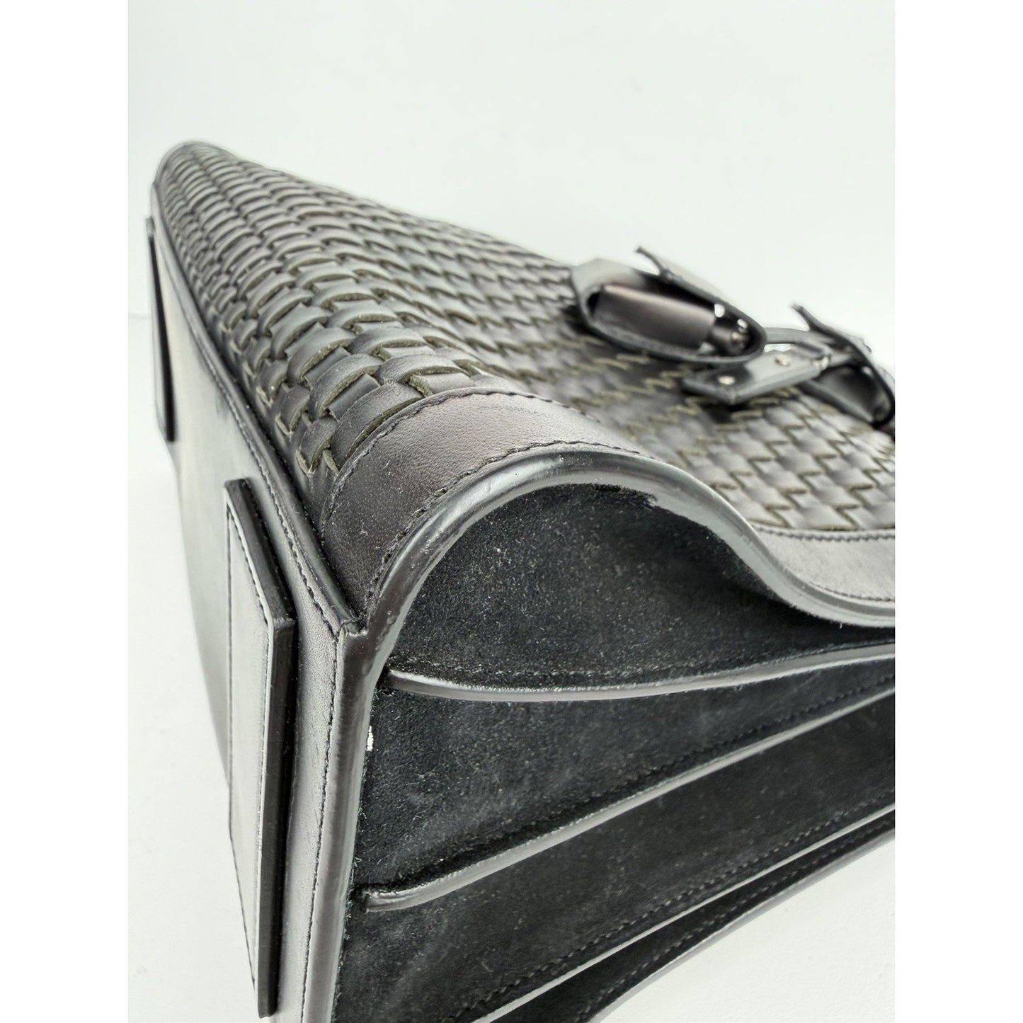 Saint Laurent Woven Sac de Jour Top Handle Bag Small in Black Leather S