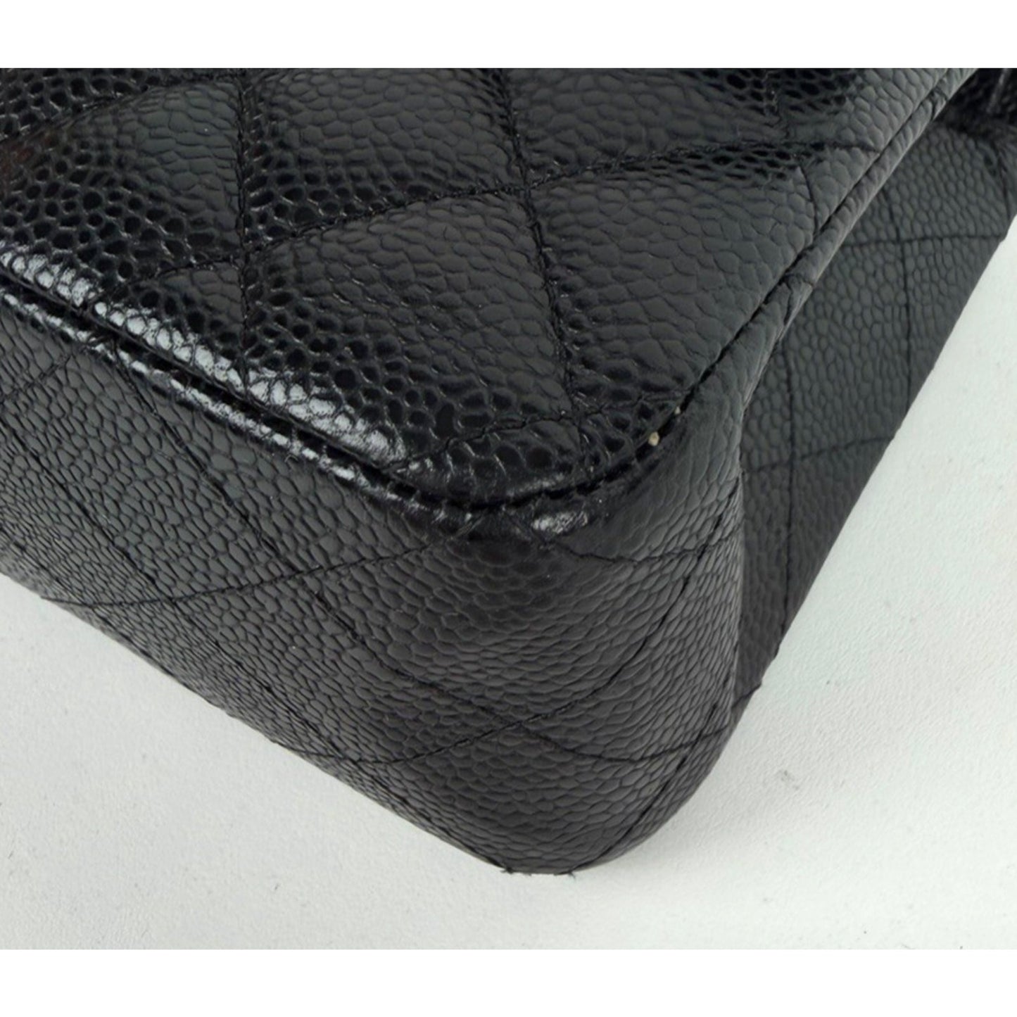 Chanel Classic Double Flap Small Bag Black Caviar Leather Silver Hardware NFC D7