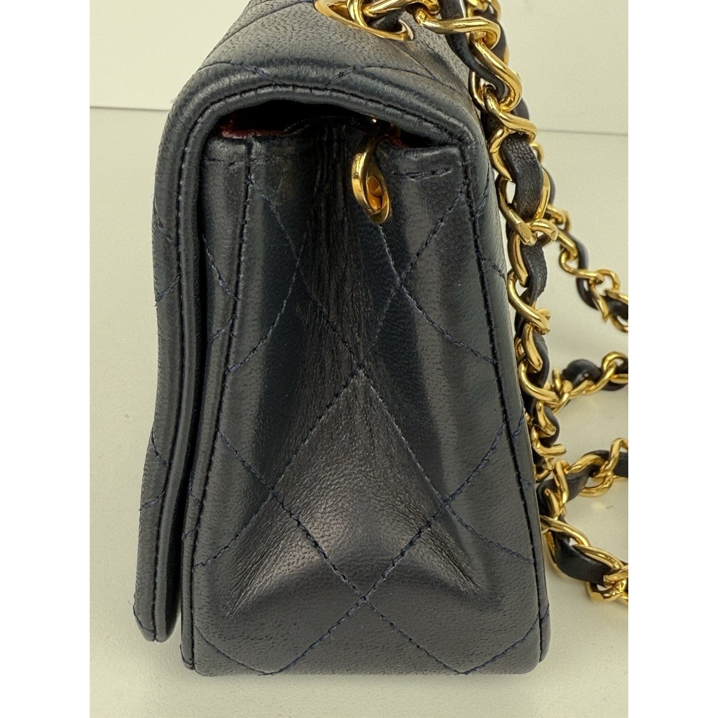 Chanel Vintage Midnight Blue Single Flap Shoulder Bag