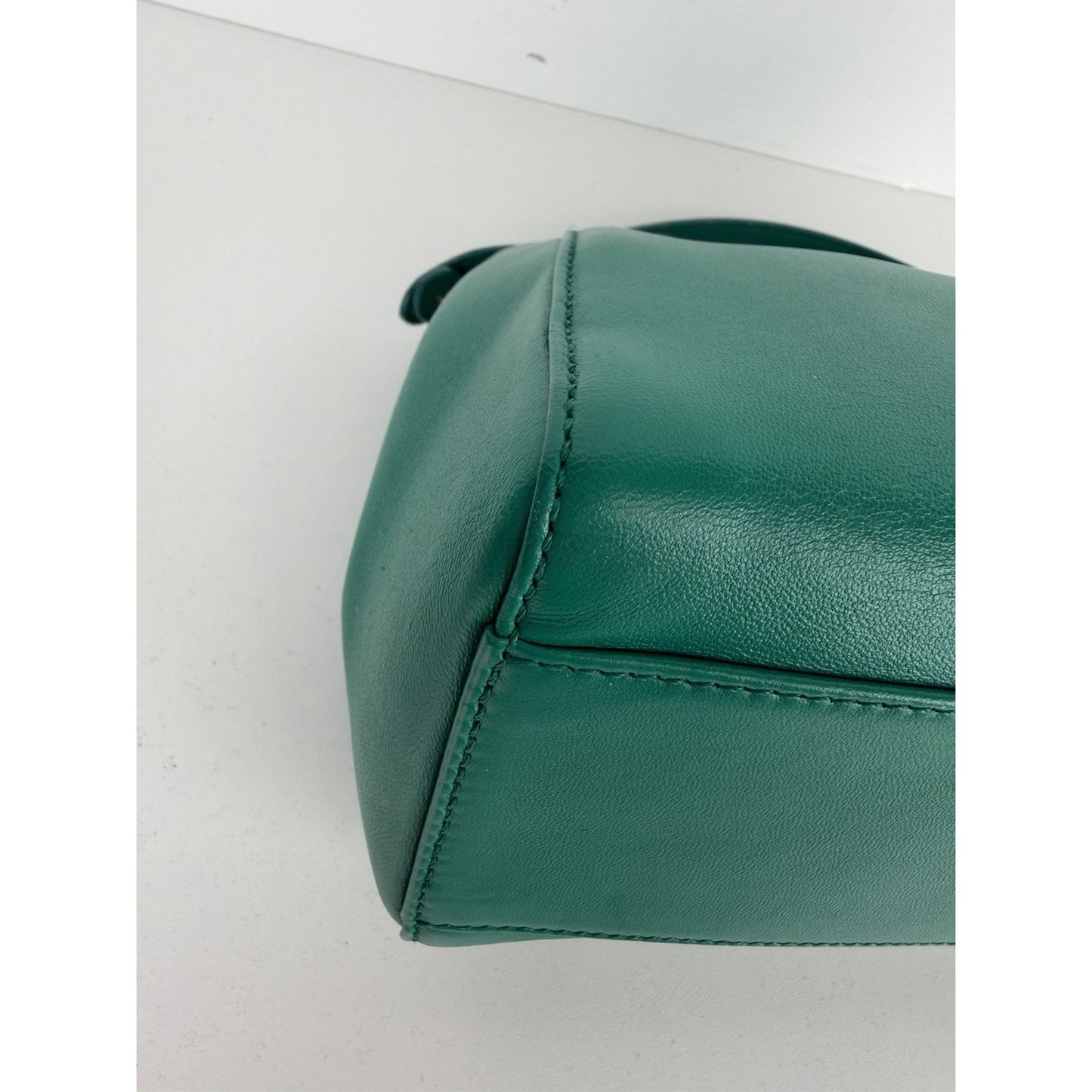 Fendi Peekaboo Handbag Mini in Emerald Green Leather & Gold Hardware S-07