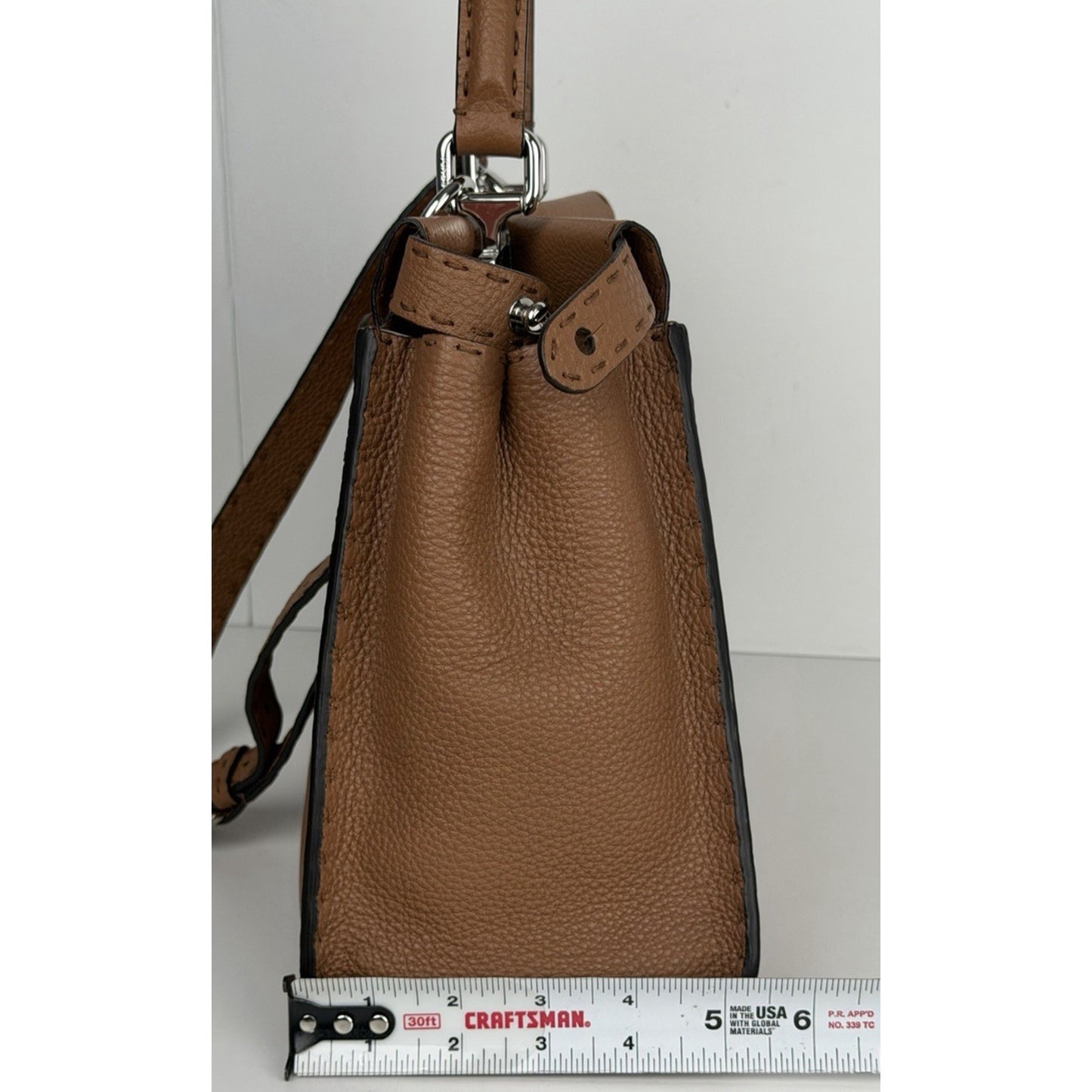 Fendi Selleria Peekaboo Handbag Medium Brown Cuoio Romano Leather B4