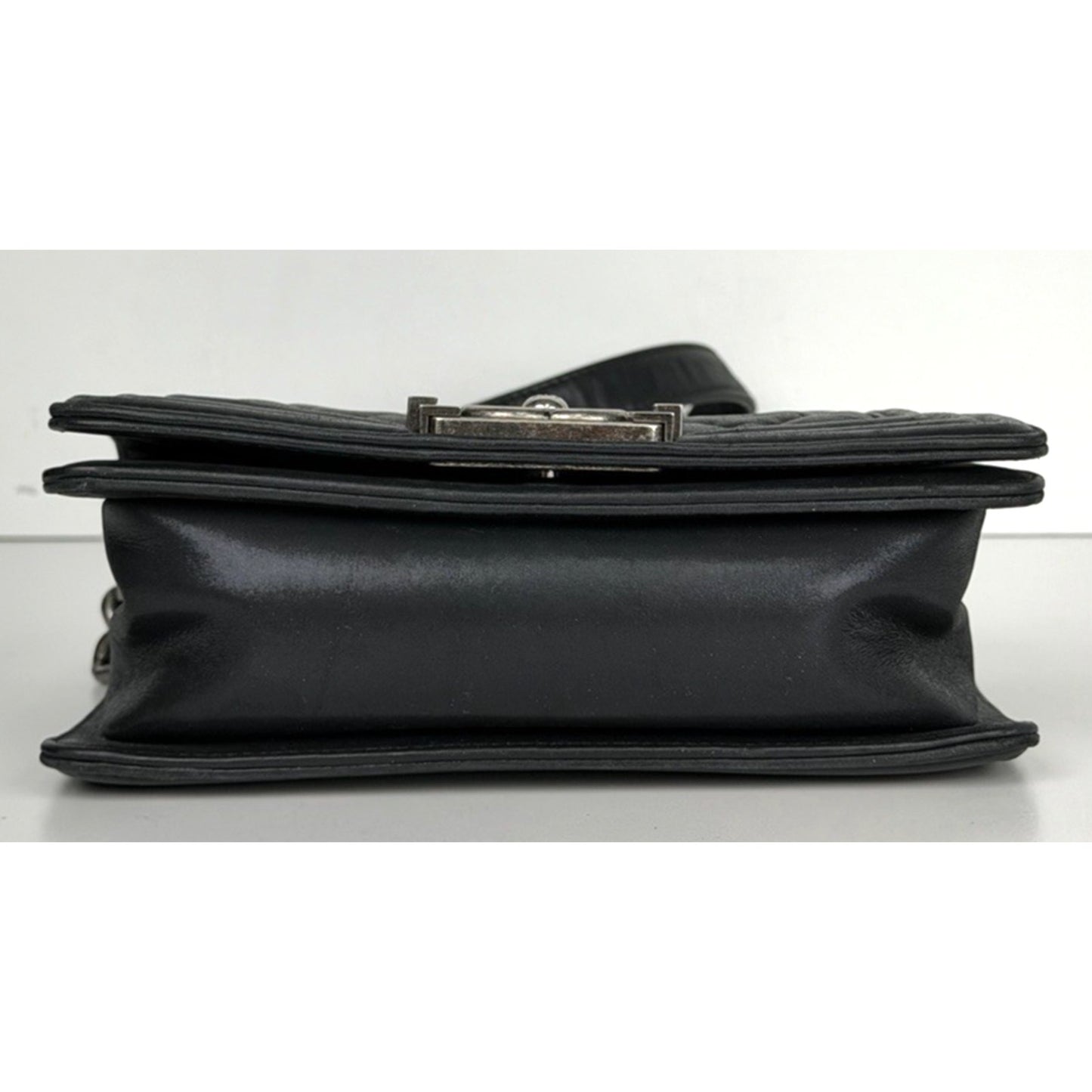 Chanel Boy Bag Small in Black Beaded Double Stitch with Gunmetal Chain 2017 E-3
