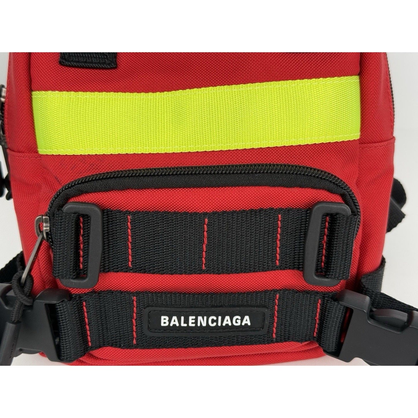Balenciaga Fireman Backpack with Neon Yellow Reflective Stripe