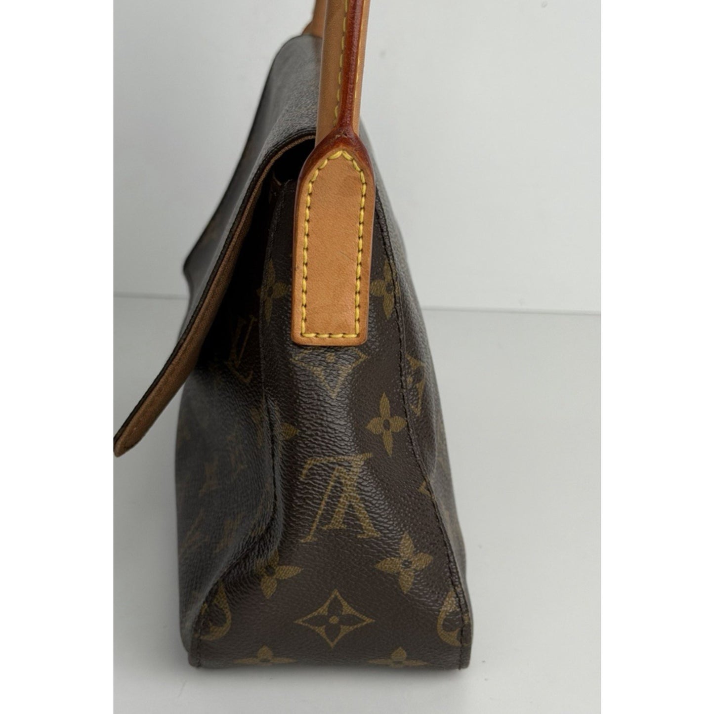 Louis Vuitton PM Looping Bag Monogram Canvas Vachetta Leather Handle 2006 S