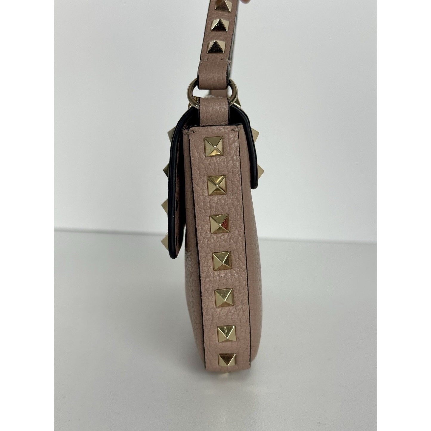 Valentino Rockstud Top Handle Mini Bag in Pastel Pink Grained Leather B-1