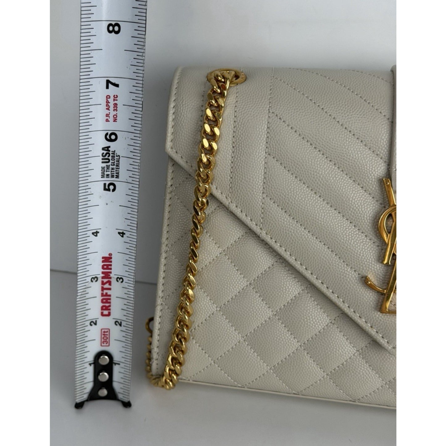 Saint Laurent Matelasse Grain De Poudre Envelope Bag Medium Chevron Quilting E2