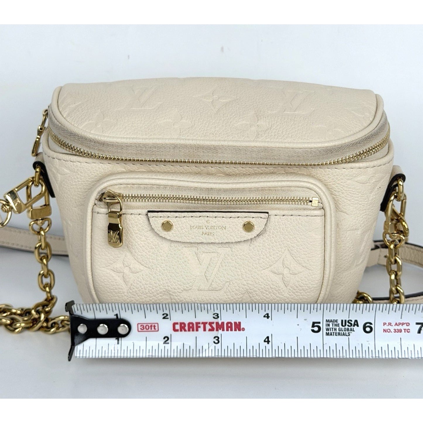 Louis Vuitton Mini Bumbag in Cream Embossed Monogram Empreinte Leather NFC U1