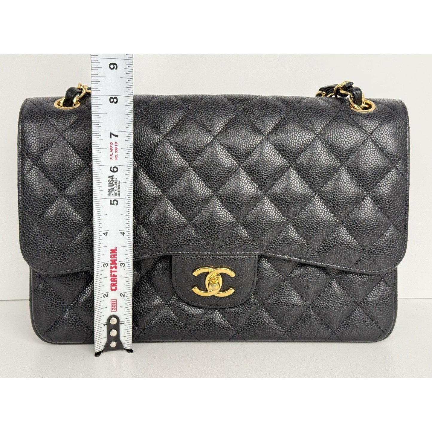 Chanel Classic Caviar Jumbo Double Flap Bag Black with Gold Hardware B-2