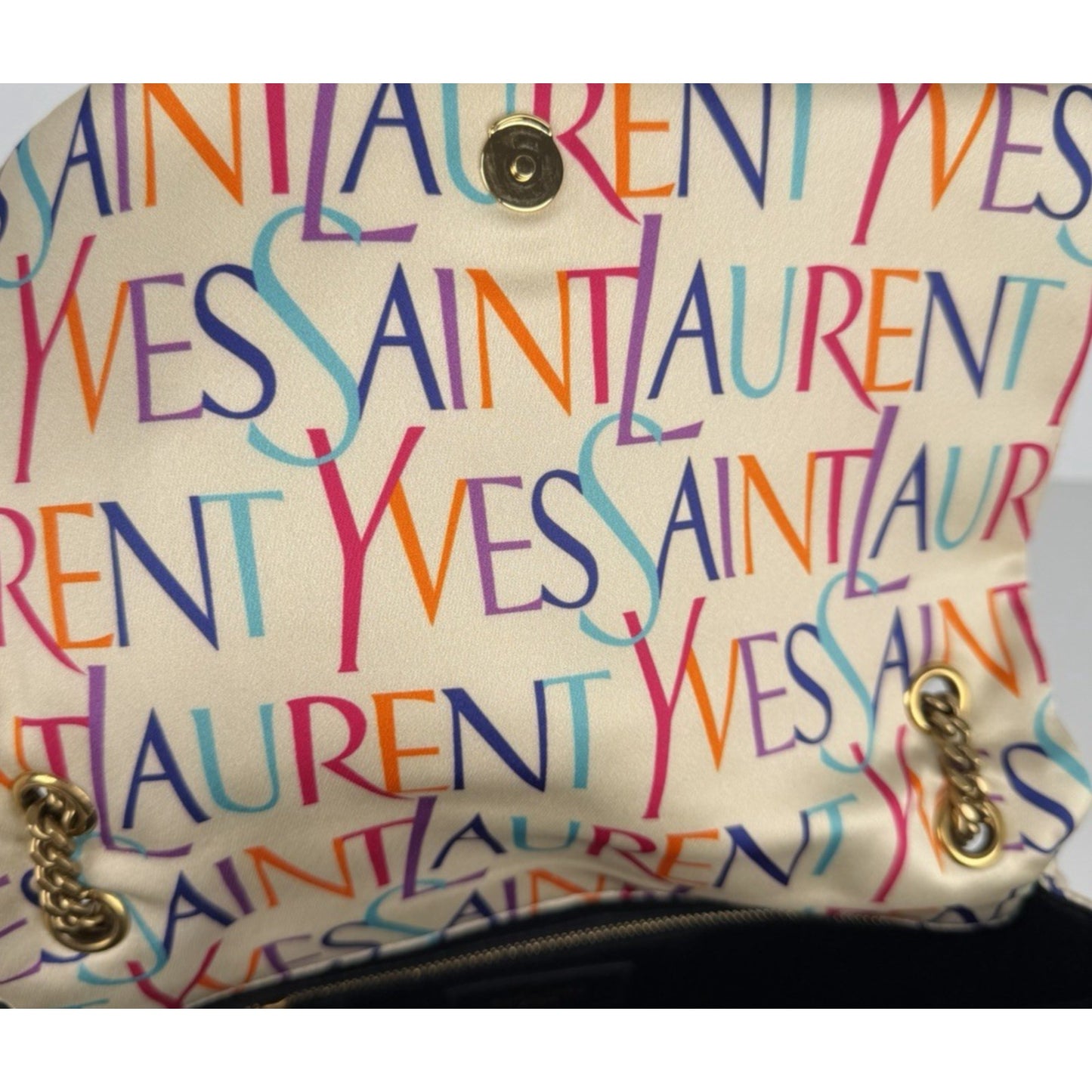 Saint Laurent Multicolor Satin Jamie Medium Bag with Leather Trim B-3
