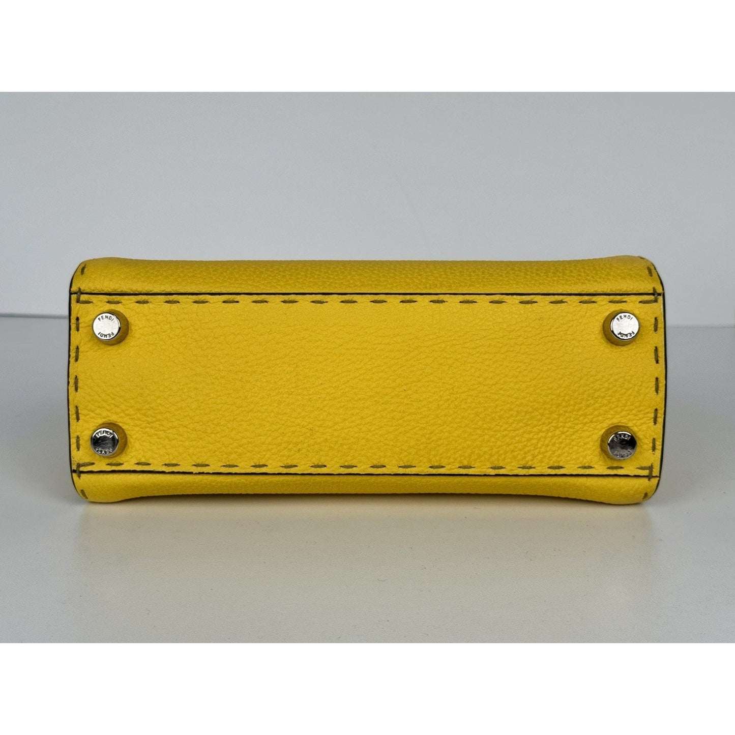 Fendi Peekaboo Mini Bag Yellow Leather Silver Hardware B-9