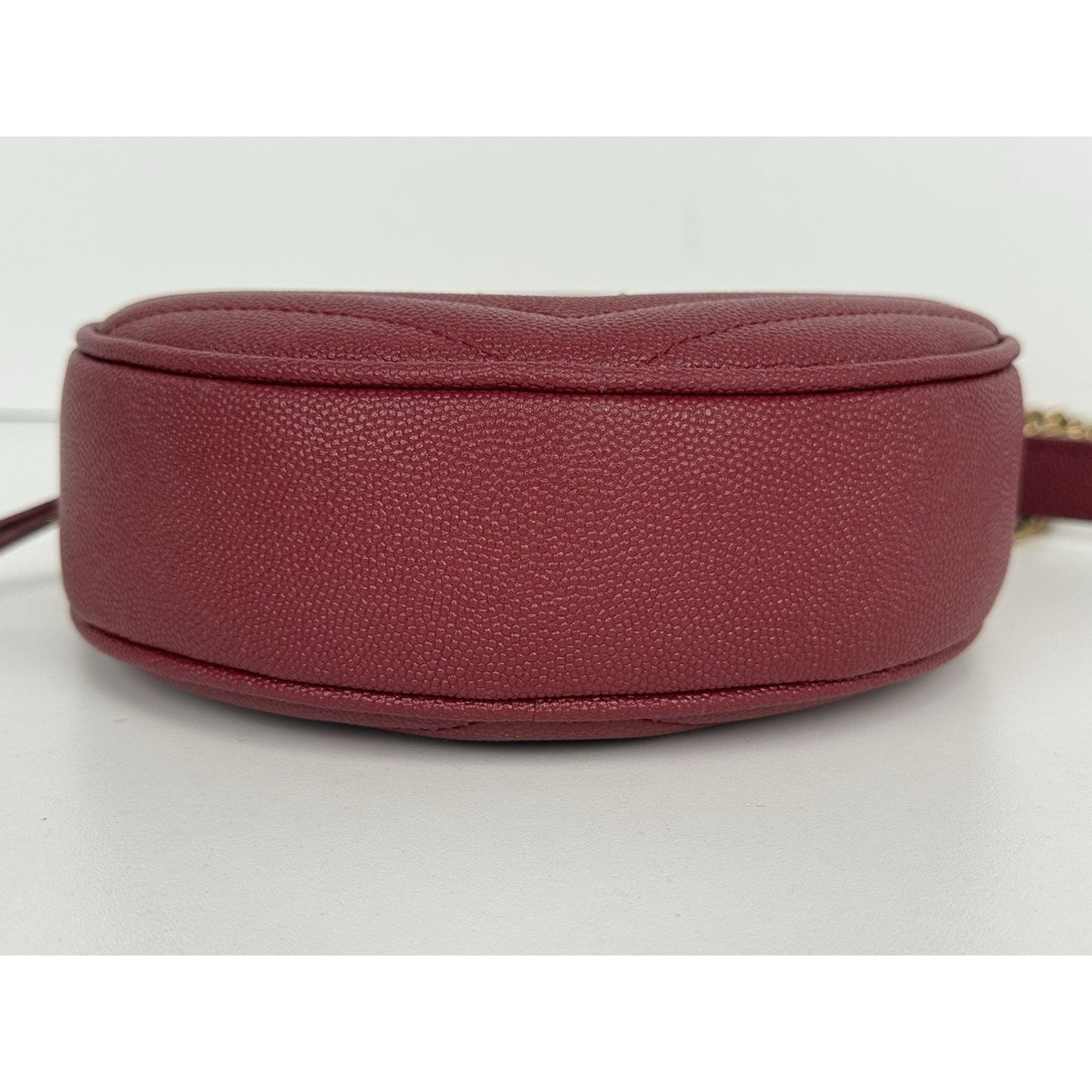 Saint Laurent Monogram Round Bag Burgundy with Gold Hardware