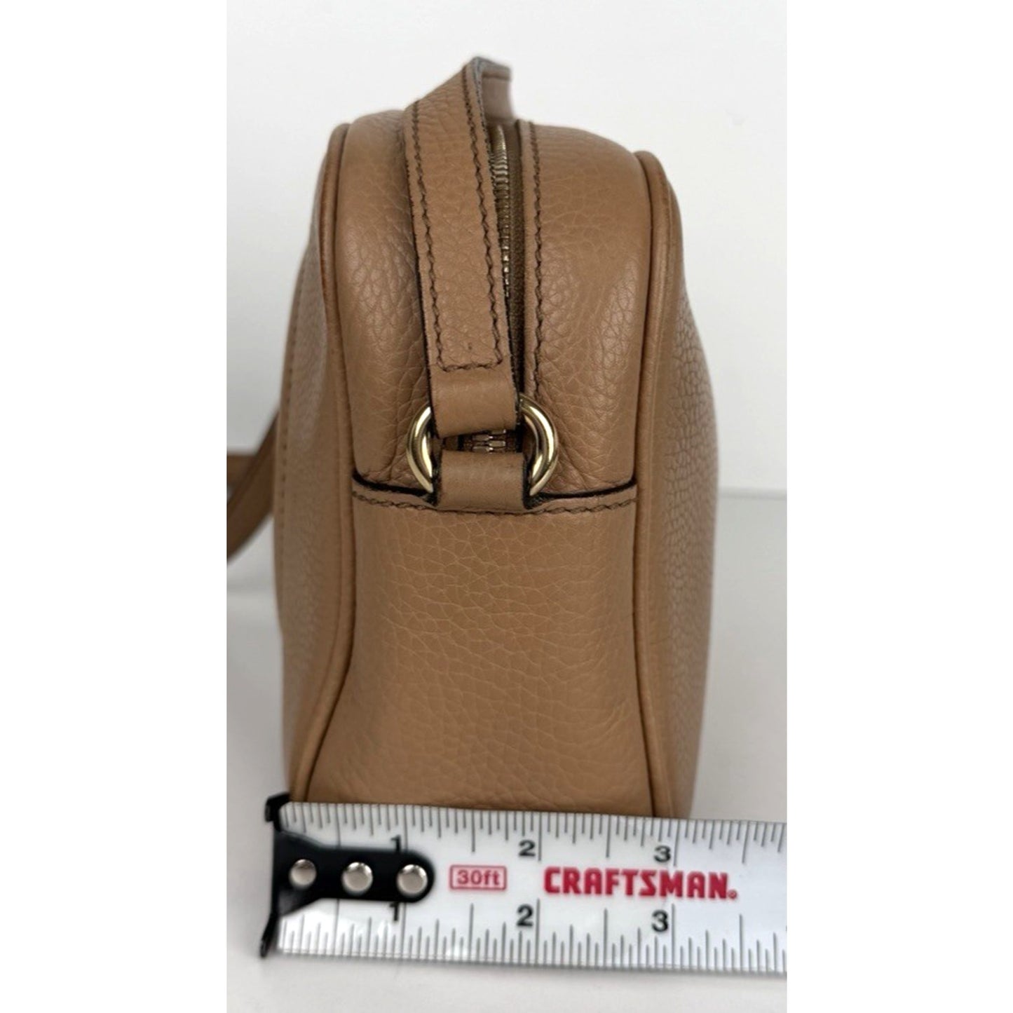 Soho Disco Small Bag in Light Brown Leather Crossbody Champagne Hardware S