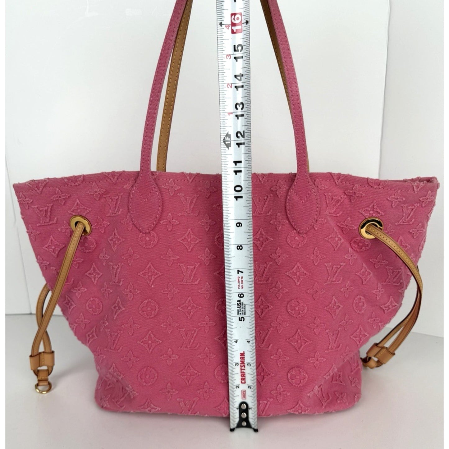 Louis Vuitton Neverfull MM Monogram Stonewashed Denim Tote Pink (2012) S10