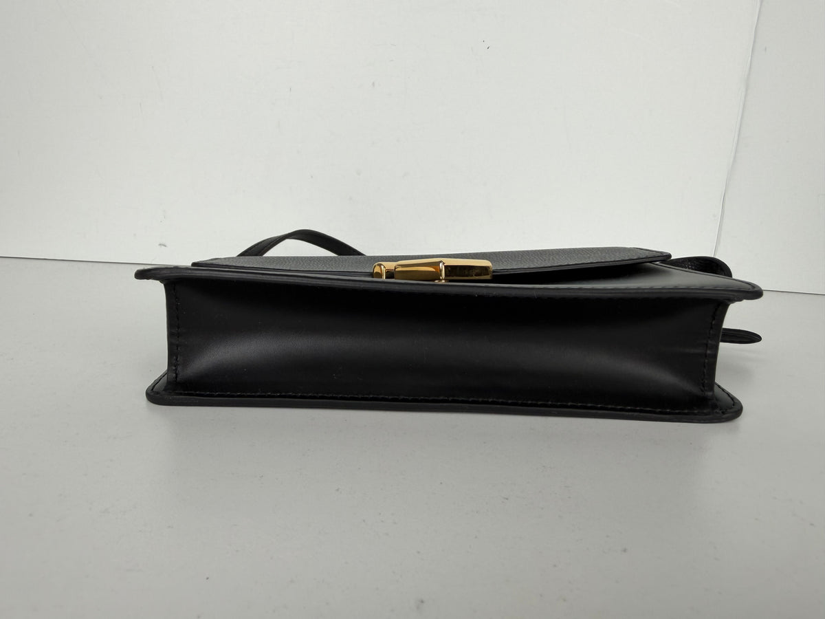 Fendi FF Diamonds Continental Wallet Bag on Chain in Black Leather S-10Y