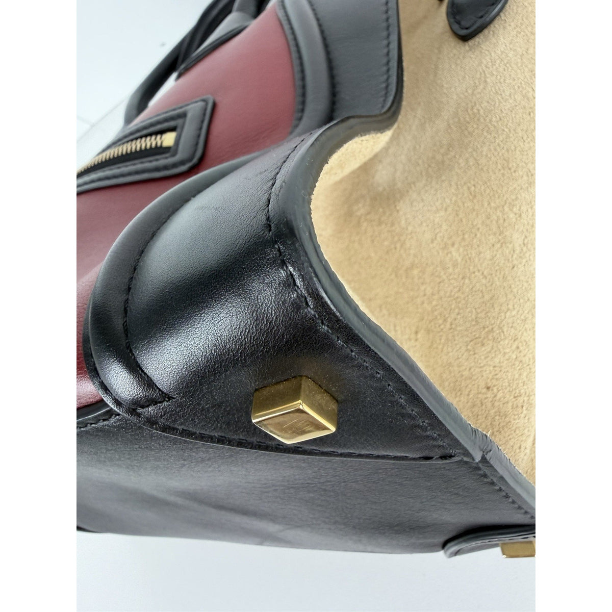 Celine Luggage Tote Bag Micro in Tri-Color Calfskin Leather and Suede S