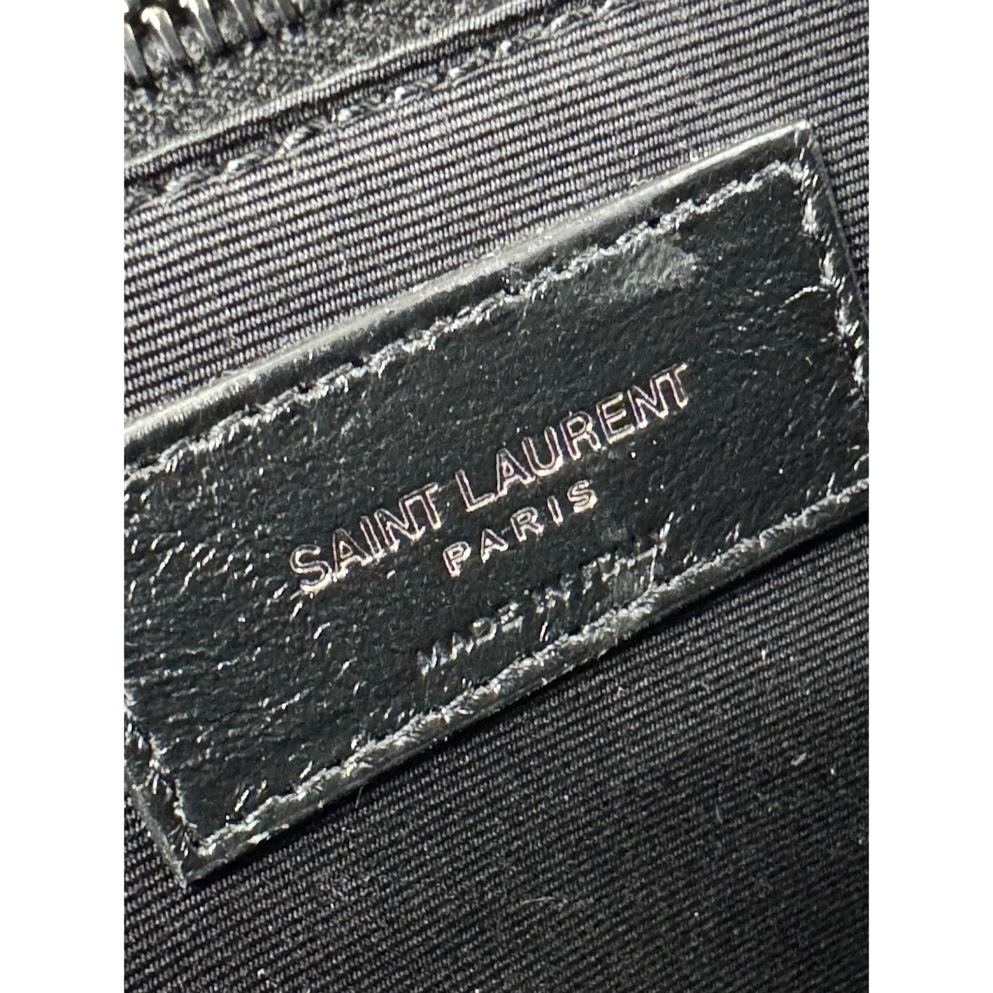 Saint Laurent Niki Medium Crinkled Matelassé Chain Satchel Dark Green C-6