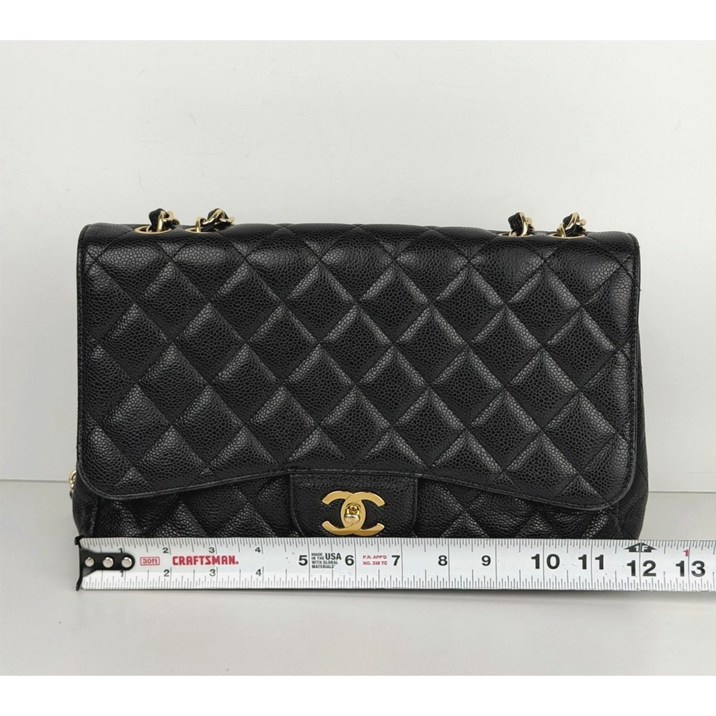 Chanel Jumbo Classic Double Flap Bag Black Quilted Caviar Leather 2008-2009 D3