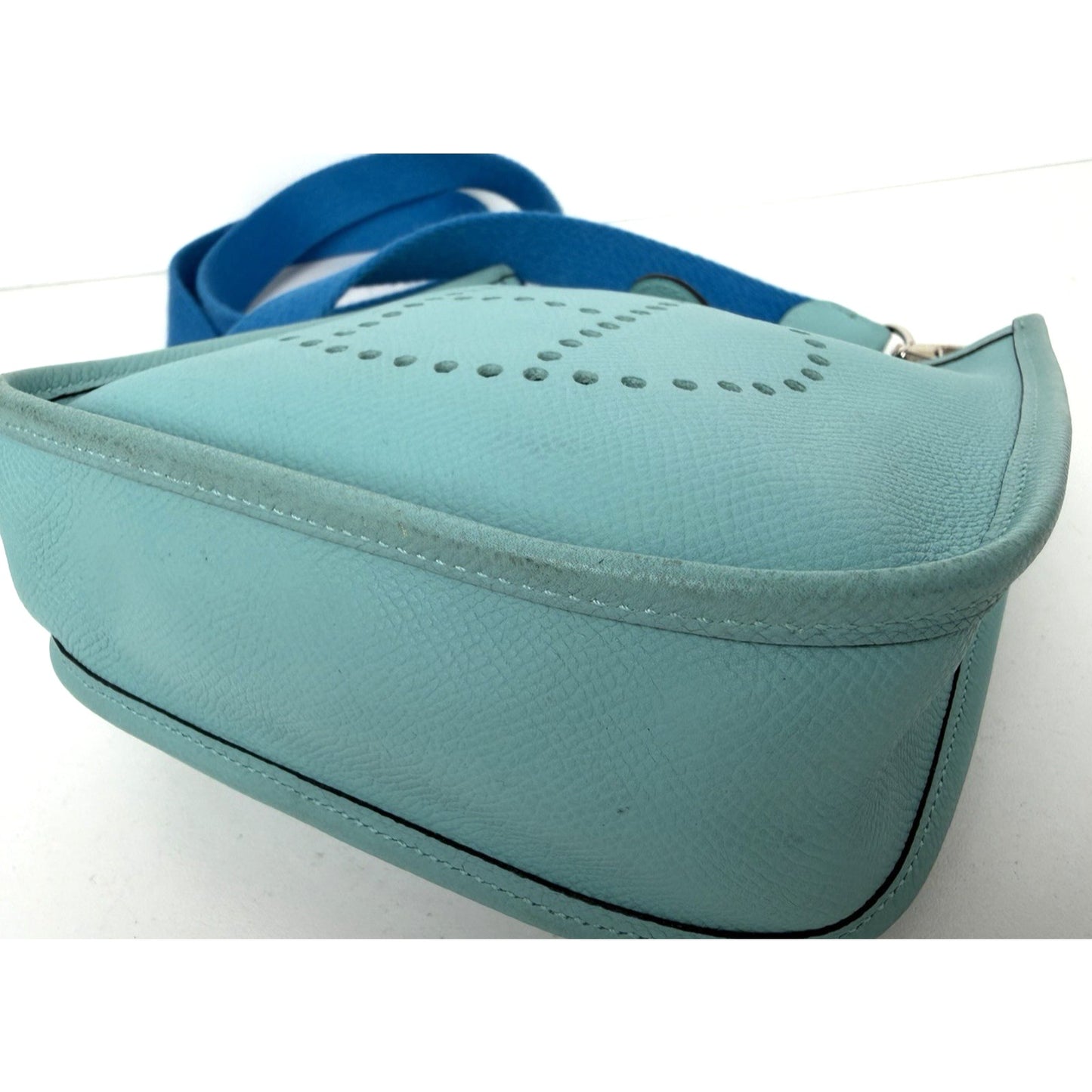 Hermes Evelyne TPM 16 Gen III Bag in Bleu Atoll and Canvas Shoulder Strap 2017D1