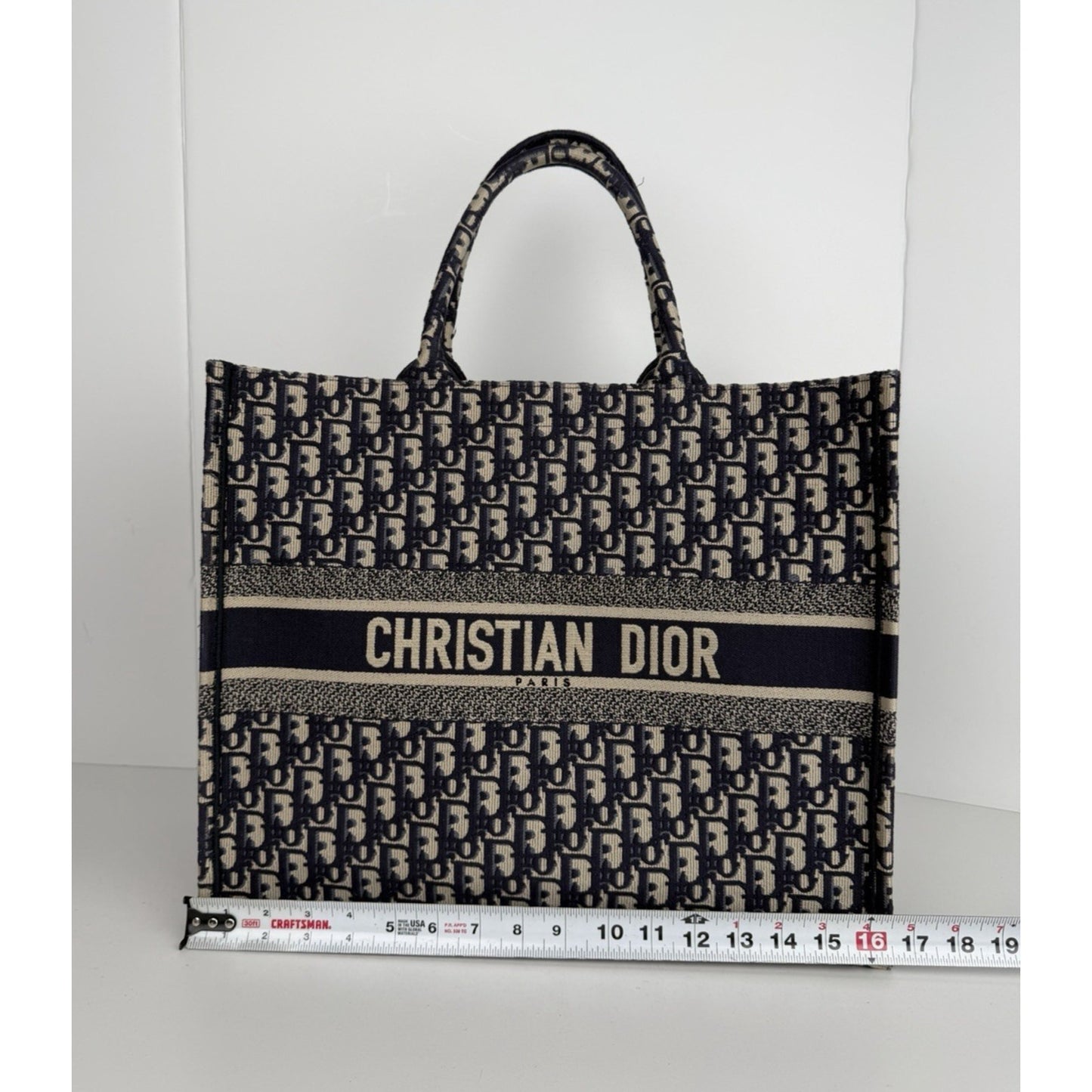 Christian Dior Oblique Large Book Tote Bag Blue Classic Monogram Canvas 2019 D3