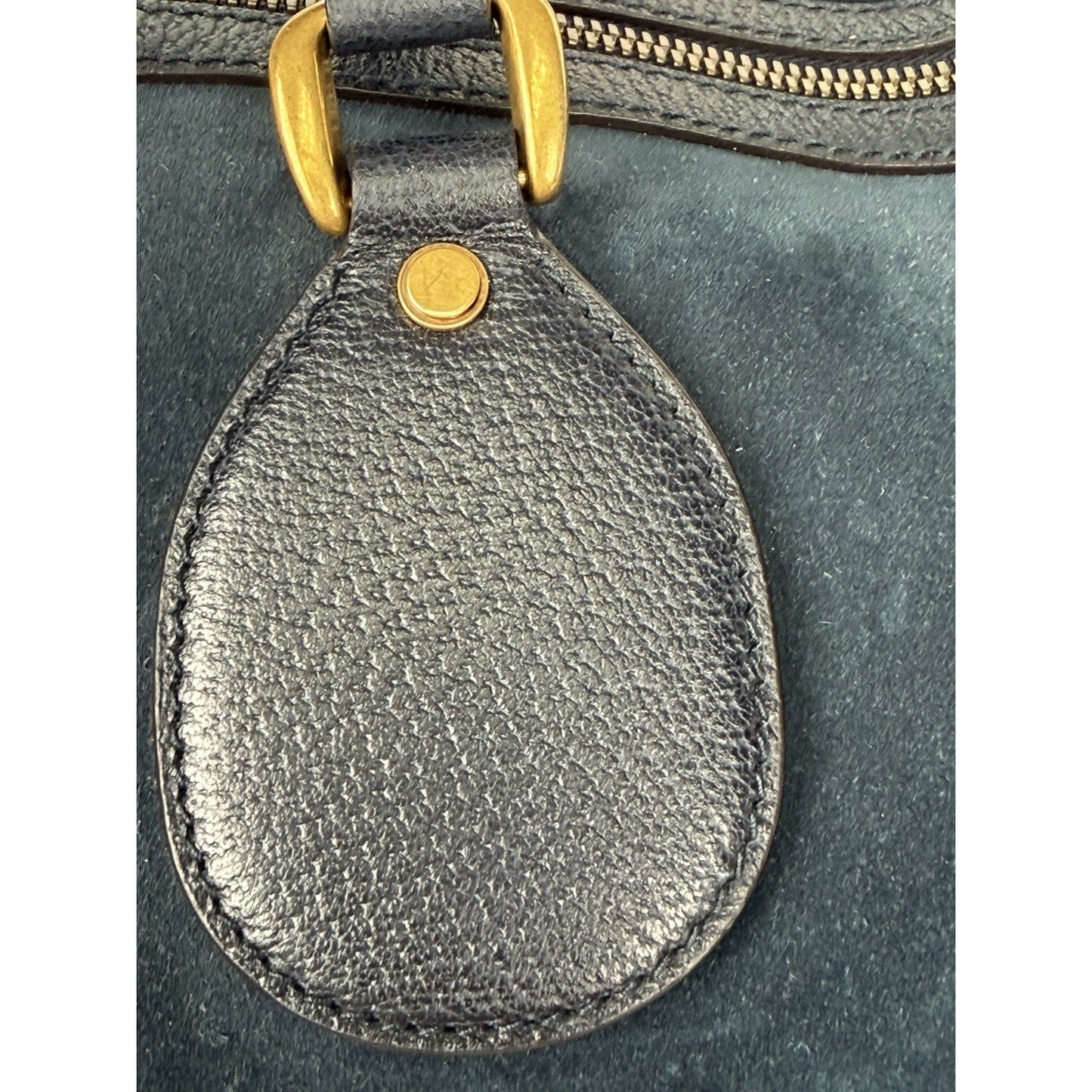Gucci Neo Vintage Duffle Bag Medium in Dark Blue Suede With Leather Trim