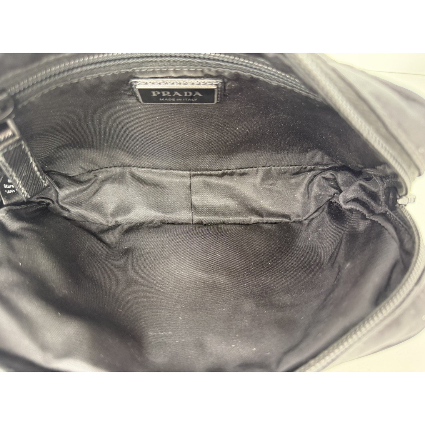 Prada Tessuto Nylon Belt Bag in Black with a Front Zippered Pocket S07