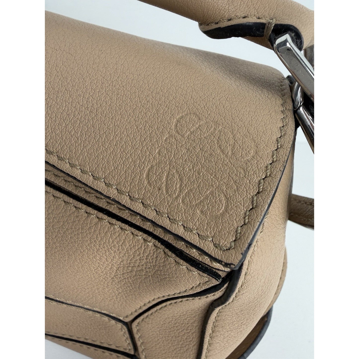 Loewe Puzzle Mini Crossbody Bag in Sand Mink Calfskin Leather C3