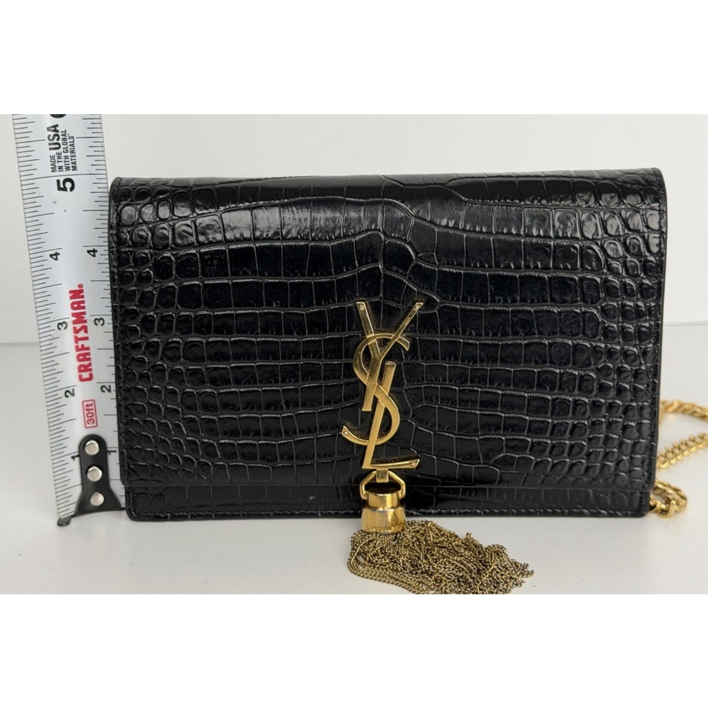 Saint Laurent Kate Shoulder Bag Small Tassel in Black Leather C3